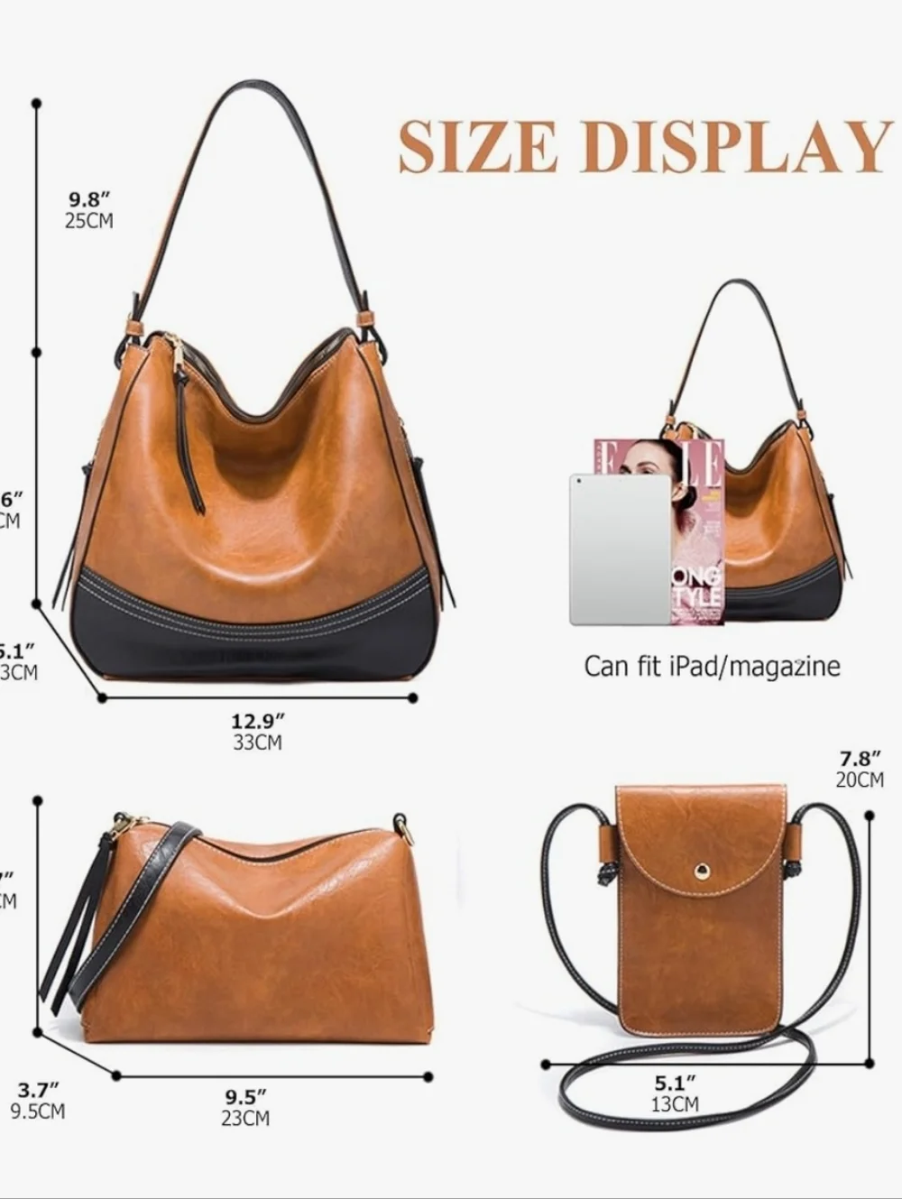 Tan Faux Leather 4-Piece Women's Handbag Set